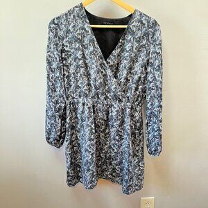 Theory Liev Gray Printed‎ Caligula Silk Dress Size M